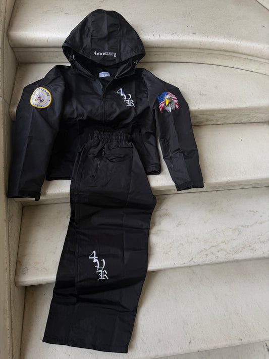 Black Nylon TrackSuit